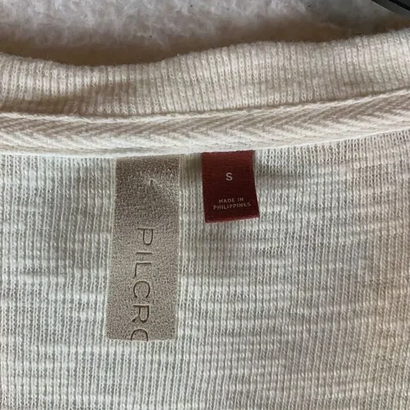 Anthropologie Pilcro Women's Ruffle Front Ivory Pullover Knit Sweater Size Small - Picture 2 of 10